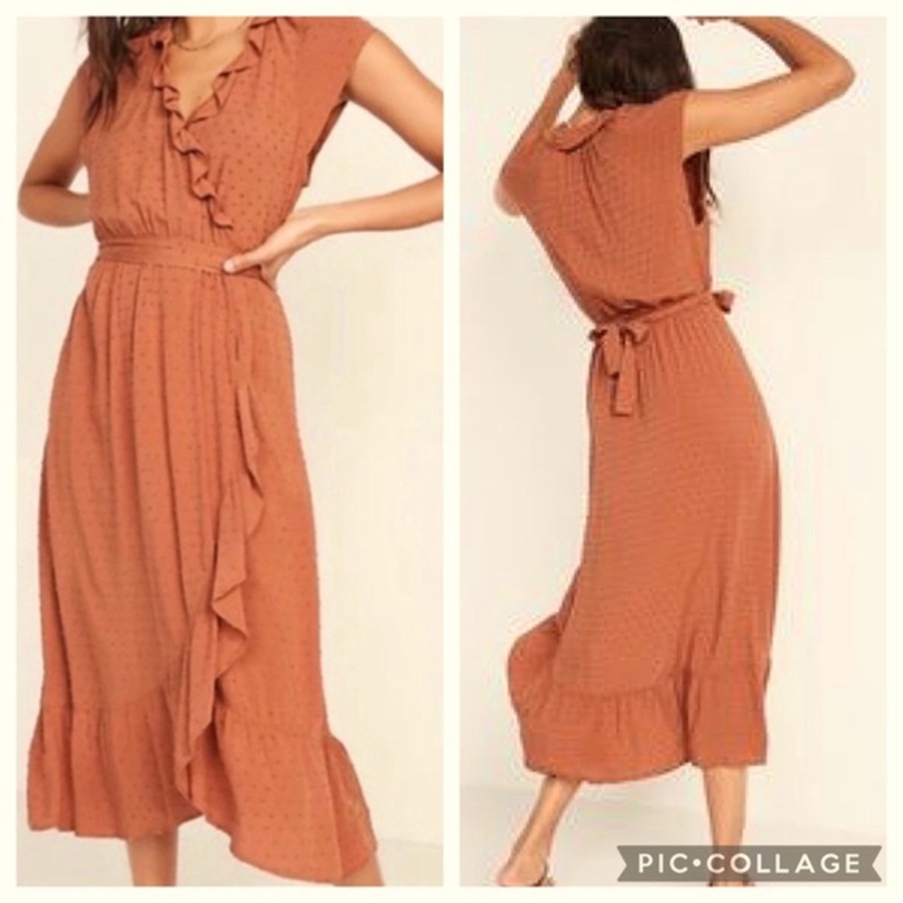 Trendy, Beautiful Orangey Swiss-dot Dress